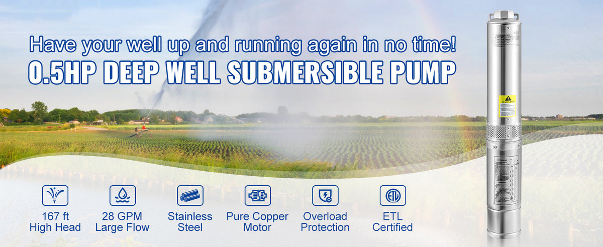 SucceBuy 230V Stainless Steel Deep Well Pump