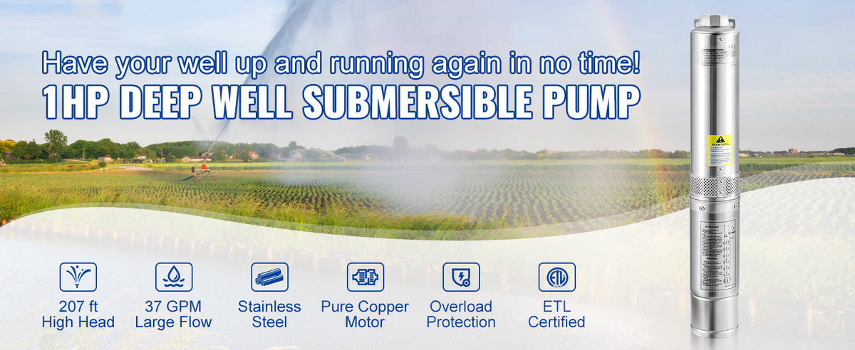 SucceBuy 230V Stainless Steel Deep Well Pump