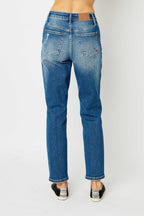 Judy Blue Queen of Hearts Coin-Pocket Boyfriend Jeans - Whispering Desires Shoppe