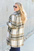 Double Take Full-Size Plaid Lapel Coat - Whispering Desires Shoppe