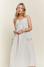 ADORA Drawstring Slit Back Cargo Dress - Whispering Desires Shoppe