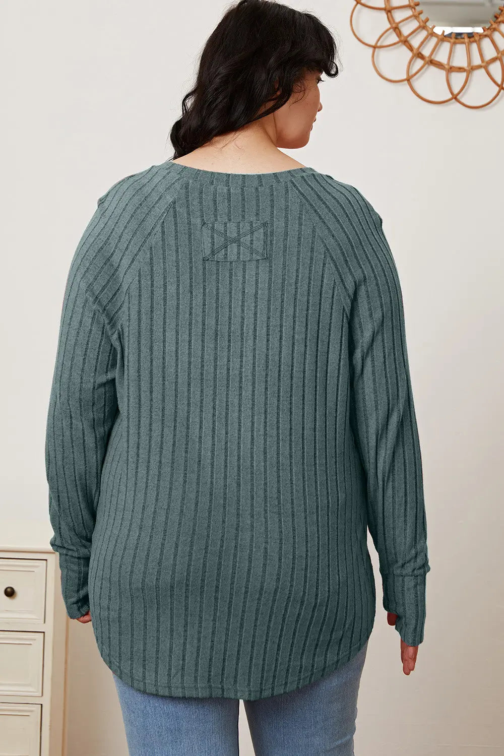Basic Bae Ribbed Thumbhole Long-Sleeve Tee - Whispering Desires Shoppe