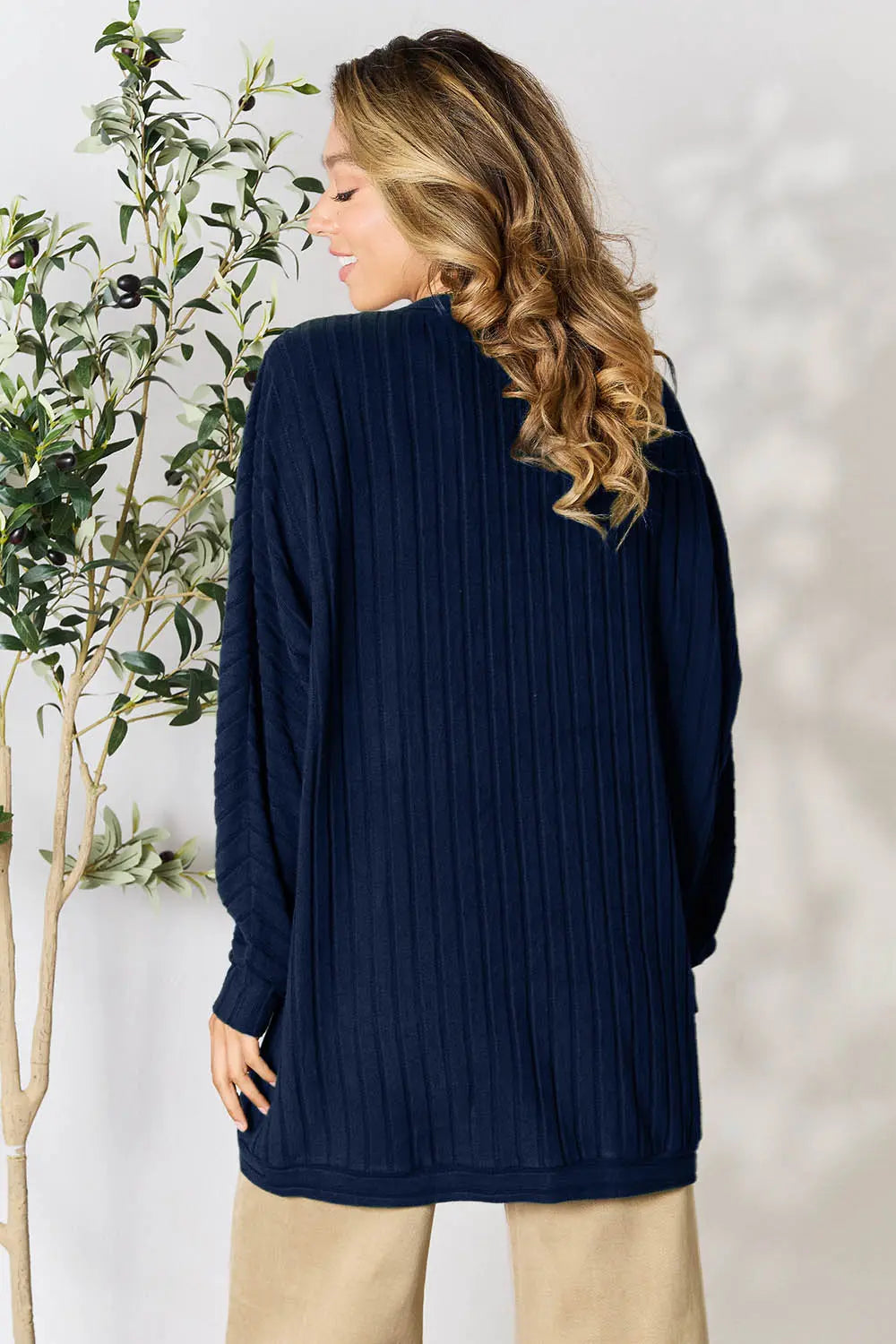 Basic Bae Ribbed Cocoon Cardigan (Full-Size) - Whispering Desires Shoppe
