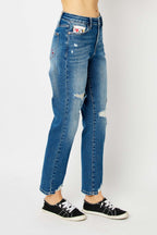 Judy Blue Queen of Hearts Coin-Pocket Boyfriend Jeans - Whispering Desires Shoppe