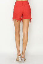 RISEN High-Rise Distressed Denim Shorts - Whispering Desires Shoppe