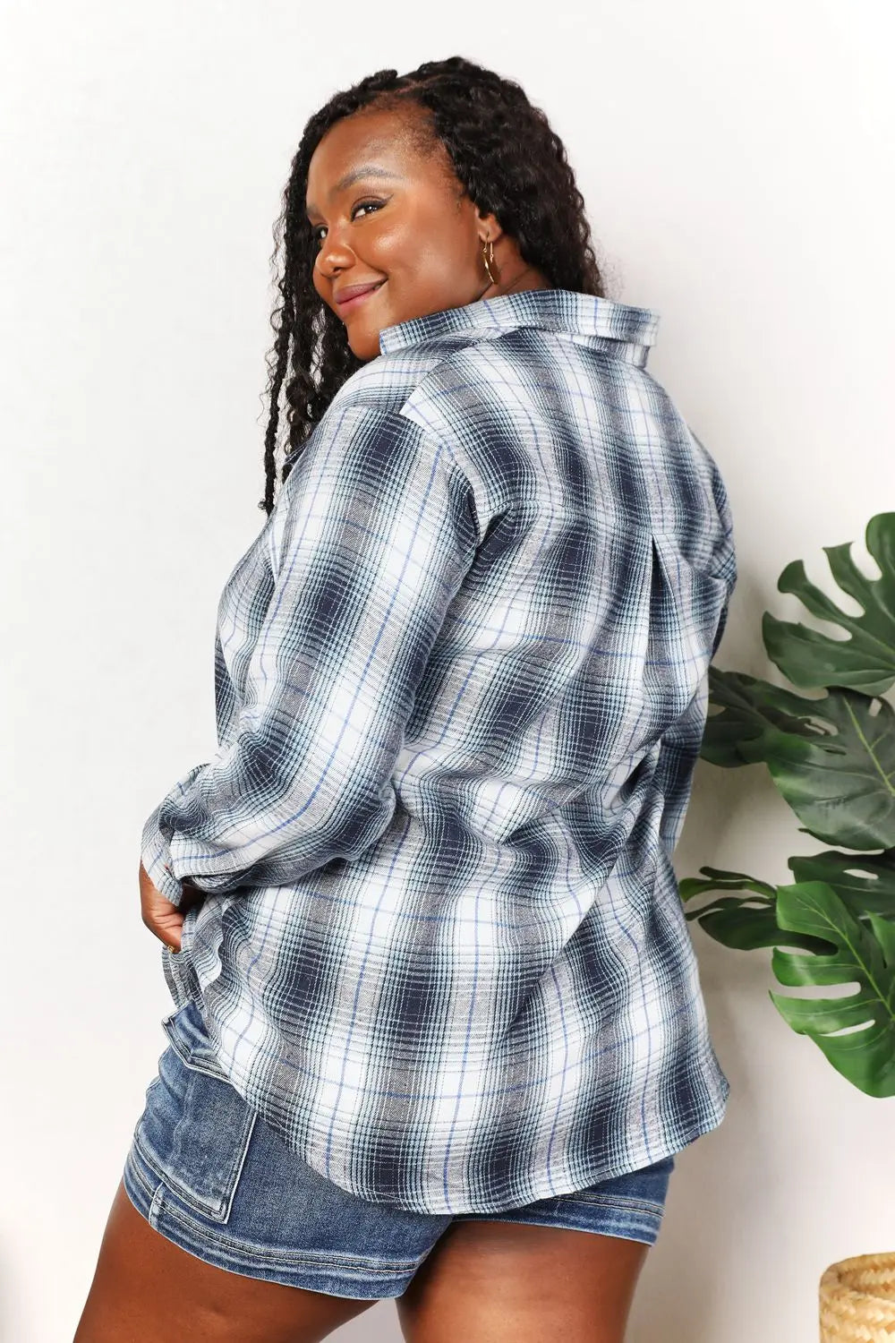 Mandy Women's Plaid Dropped-Shoulder Shirt - Whispering Desires Shoppe
