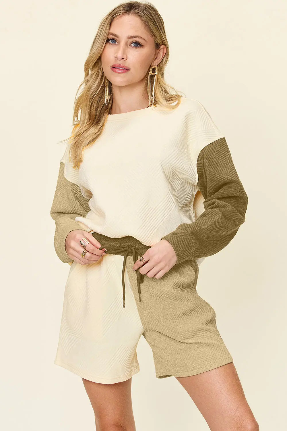 Double Take Drop Shoulder Top & Pocketed Shorts Set - Whispering Desires Shoppe