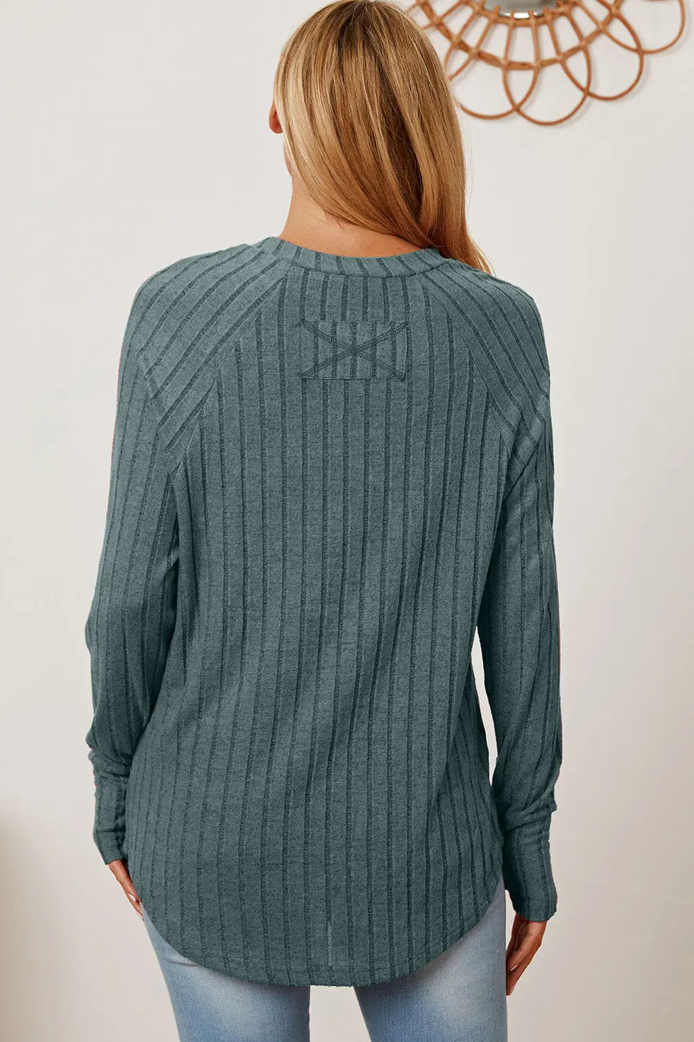 Basic Bae Ribbed Thumbhole Long-Sleeve Tee - Whispering Desires Shoppe