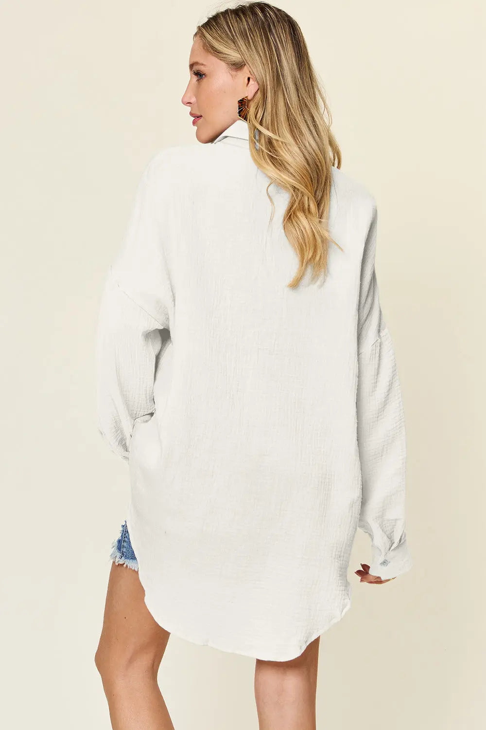 Double Take Textured Cotton Button-Up Shirt - Whispering Desires Shoppe