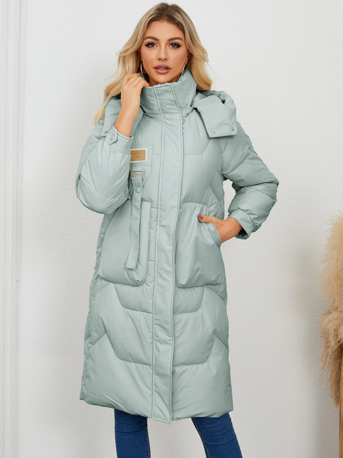 Long Sleeve Longline Hooded Winter Coat - Whispering Desires Shoppe