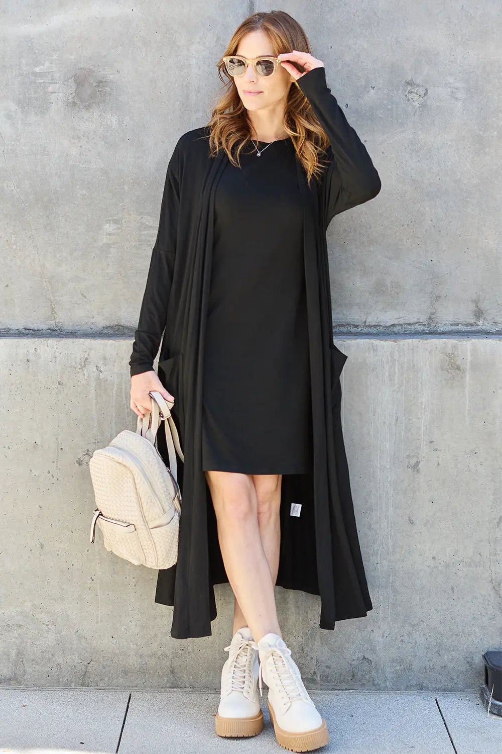 Basic Bae Open-Front Long Sleeve Cover Up - Whispering Desires Shoppe