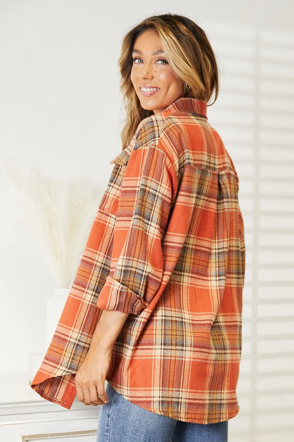 Mandy Women's Plaid Dropped-Shoulder Shirt - Whispering Desires Shoppe