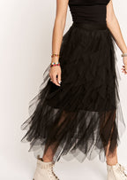 ADORA Ruffled Elastic Waist Midi Skirt - Whispering Desires Shoppe