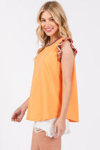 Ces Femme Contrast Striped Sleeveless Round Neck Top - Whispering Desires Shoppe