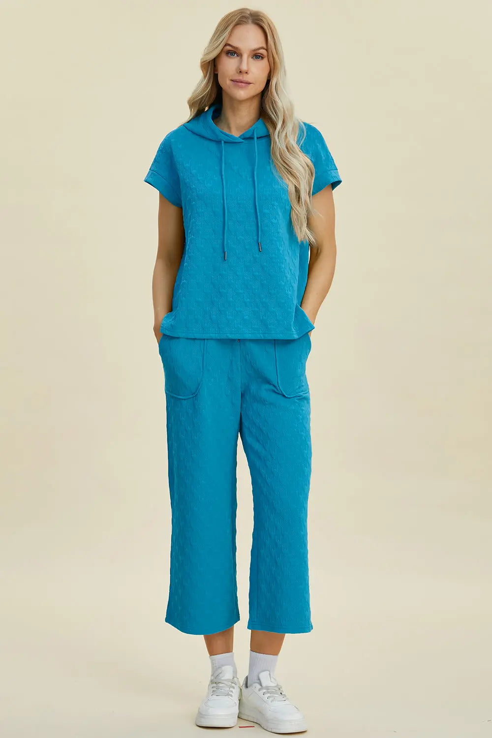 Double Take Textured Drawstring Hoodie & Pocketed Pants - Whispering Desires Shoppe