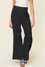 Double Take Smocked-Waist Wide-Leg Cotton Pants - Whispering Desires Shoppe
