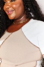 Double Take Colorblock Ribbed Exposed-Seam Top - Whispering Desires Shoppe