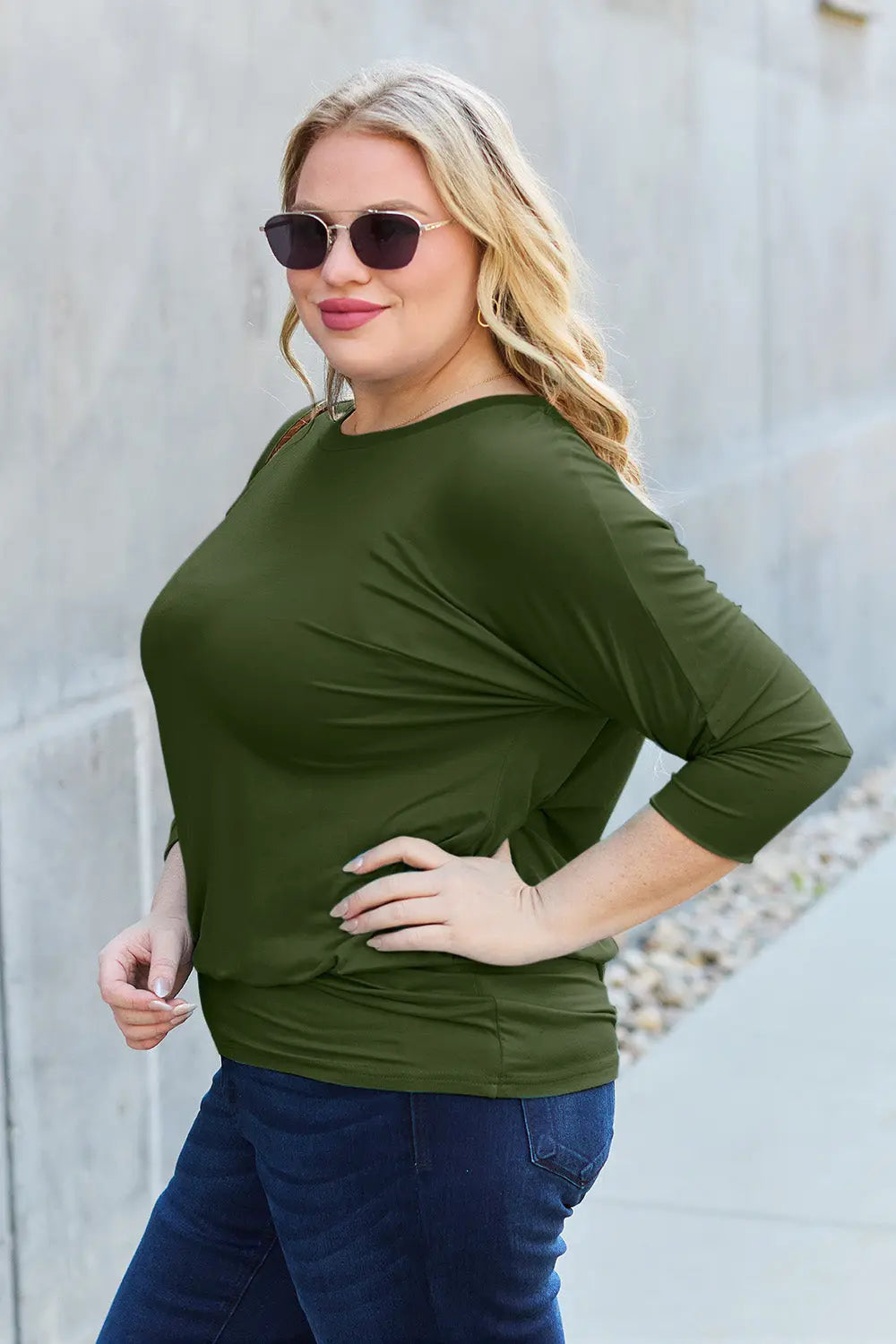 Basic Bae Batwing Sleeve Round Neck Top - Whispering Desires Shoppe