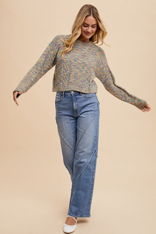 Annie Wear Decorative Seams Wide Leg Jeans - Whispering Desires Shoppe