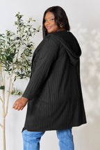 Basic Bae Pocketed Longline Hooded Cardigan - Whispering Desires Shoppe