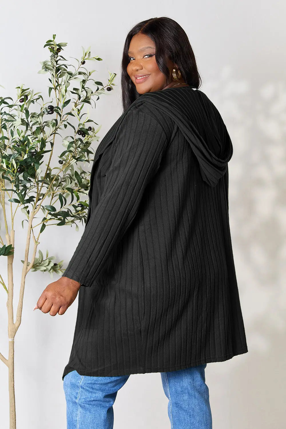 Basic Bae Pocketed Longline Hooded Cardigan - Whispering Desires Shoppe