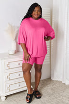 Basic Bae Soft Rayon 3/4 Sleeve Top & Shorts Set - Whispering Desires Shoppe