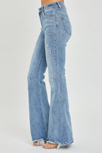 Risen High-Rise Frayed Hem Flare Jeans - Whispering Desires Shoppe