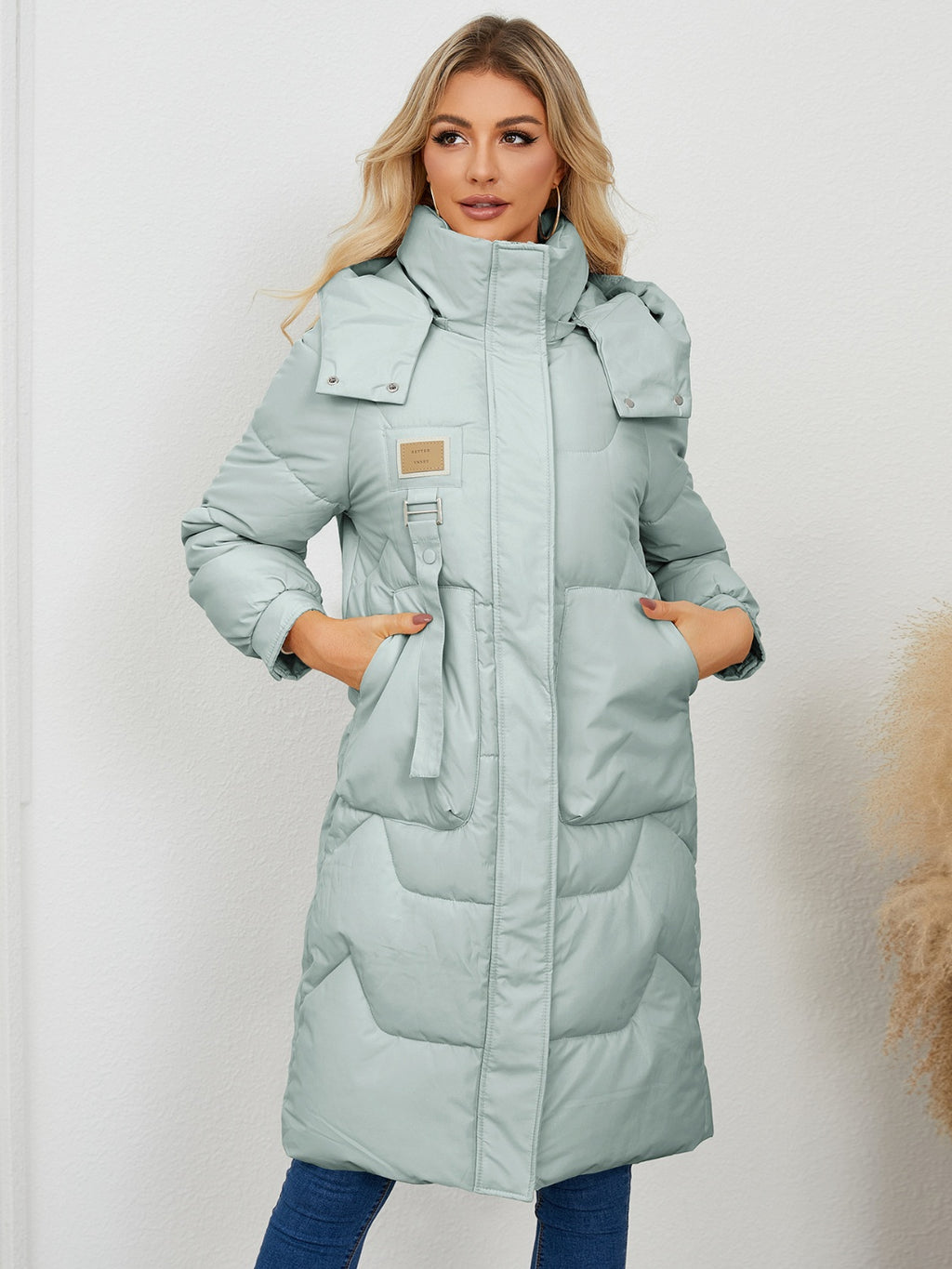 Long Sleeve Longline Hooded Winter Coat - Whispering Desires Shoppe