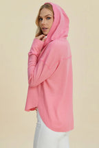Double Take High-Low Dropped-Shoulder Hoodie - Whispering Desires Shoppe