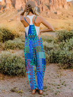 Full-Size Printed V-Neck Sleeveless Jumpsuit with Pockets - Whispering Desires Shoppe