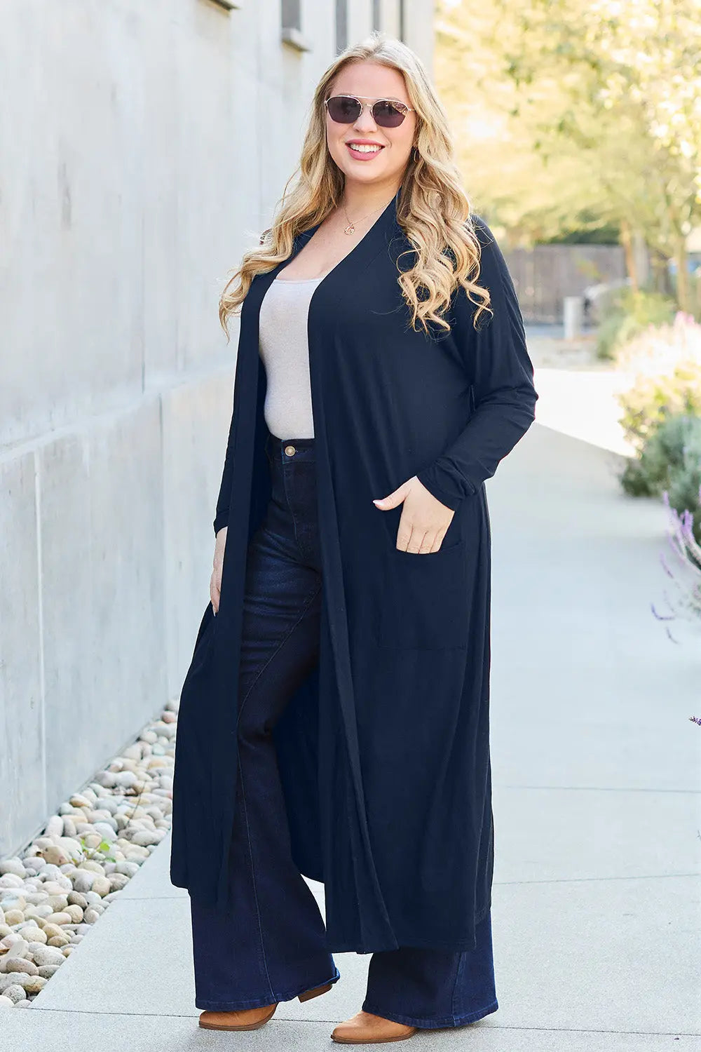 Basic Bae Open-Front Long Sleeve Cover Up - Whispering Desires Shoppe