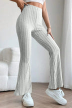 Basic Bae Ribbed High-Waist Flare Pants - Whispering Desires Shoppe