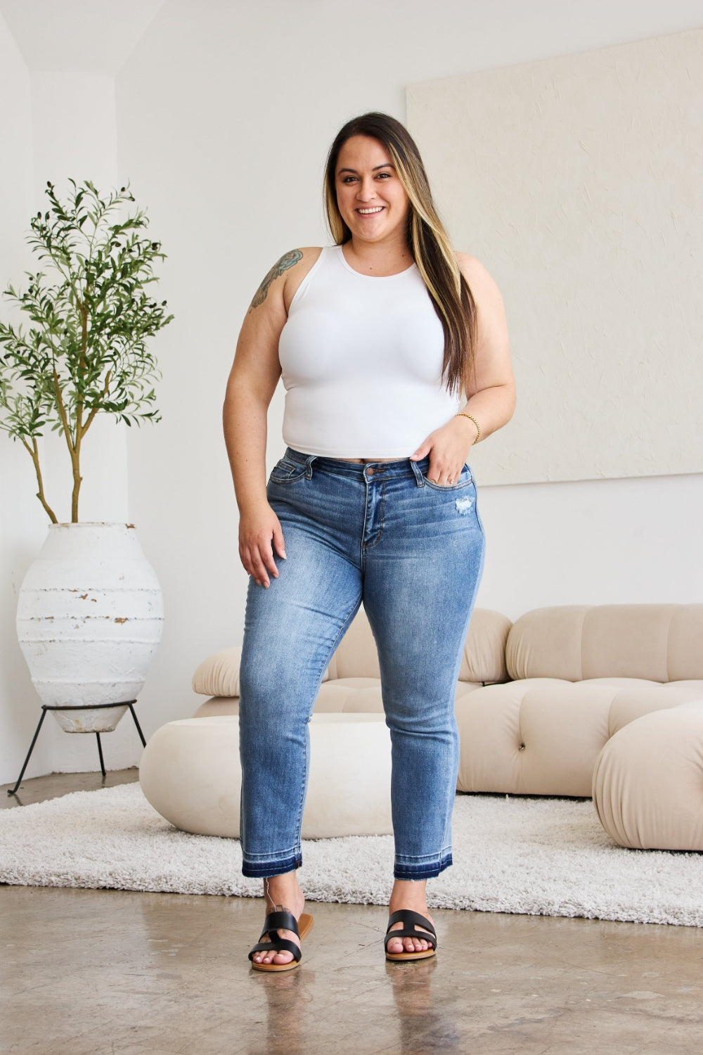 Judy Blue Release-Hem Cropped Bootcut Jeans - Whispering Desires Shoppe