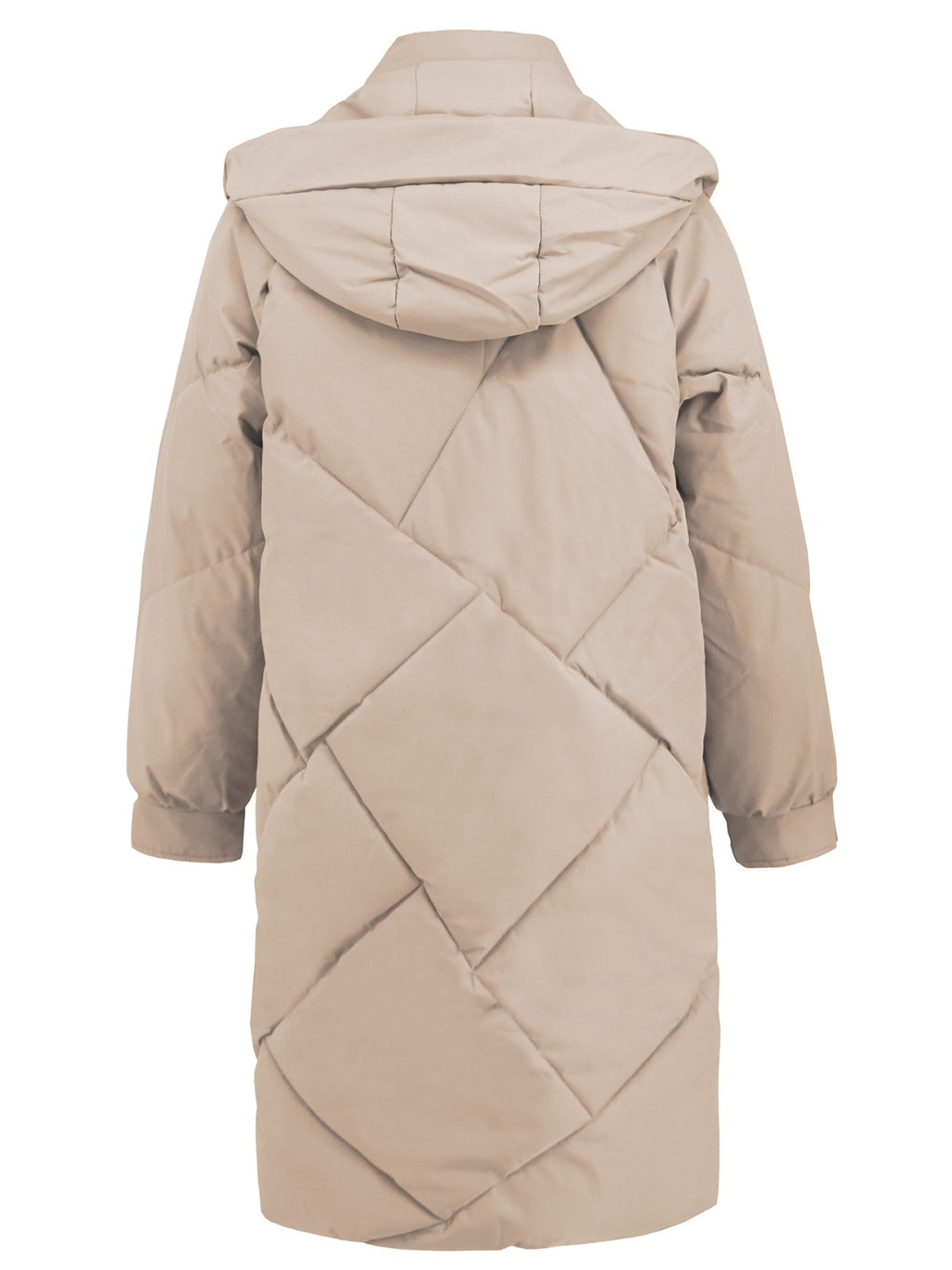 Long Sleeve Longline Hooded Winter Coat with Pockets - Whispering Desires Shoppe