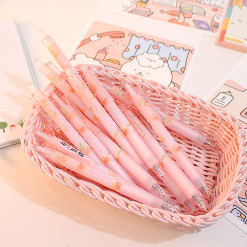 Cute Peach Press Gel Pen Korean Stationery Kawaii Gel Ink Rollerball Pens - Whispering Desires Shoppe