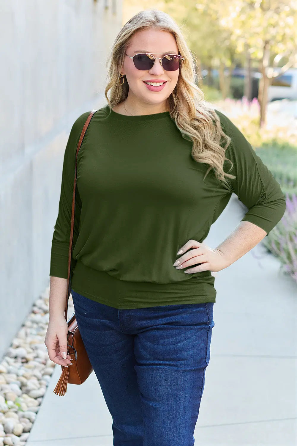 Basic Bae Batwing Sleeve Round Neck Top - Whispering Desires Shoppe
