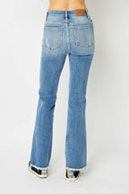 Judy Blue Distressed Raw-Hem Bootcut Jeans - Whispering Desires Shoppe