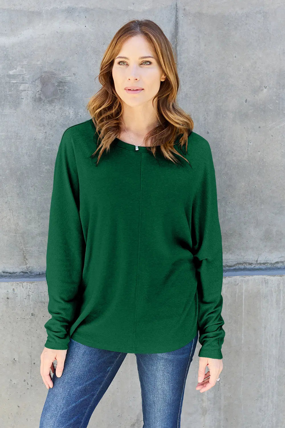 Double Take Full-Size Long Sleeve Round Neck Tee - Whispering Desires Shoppe