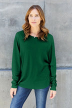 Double Take Full-Size Long Sleeve Round Neck Tee - Whispering Desires Shoppe