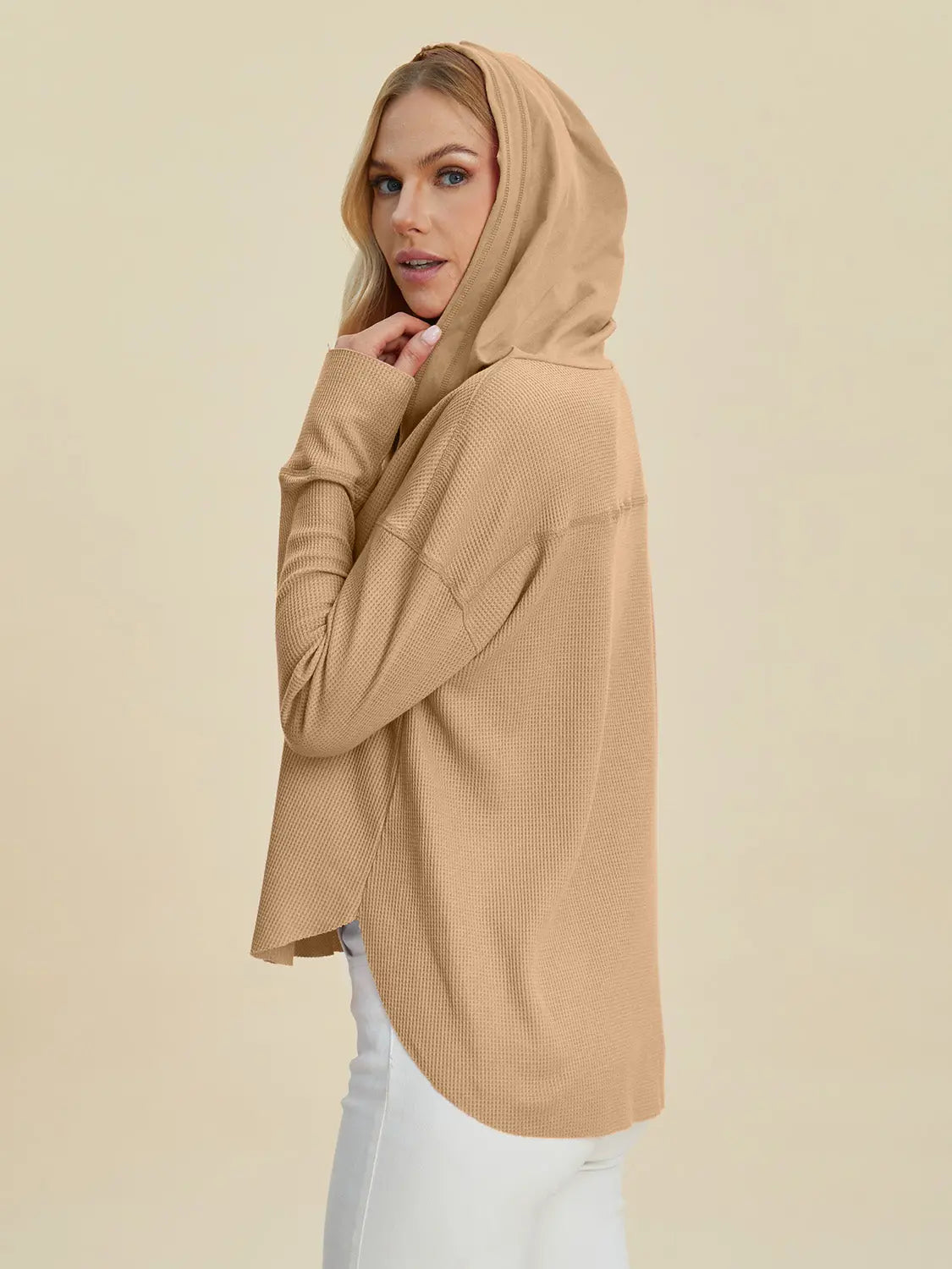 Double Take High-Low Dropped-Shoulder Hoodie - Whispering Desires Shoppe