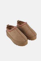 Weeboo Platform Embroidered Trim Slip-On Boots - Whispering Desires Shoppe