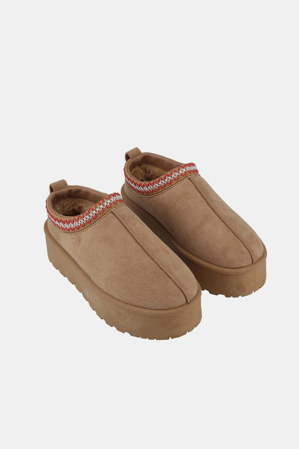 Weeboo Platform Embroidered Trim Slip-On Boots - Whispering Desires Shoppe