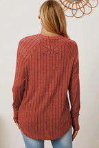Basic Bae Ribbed Thumbhole Long-Sleeve Tee - Whispering Desires Shoppe