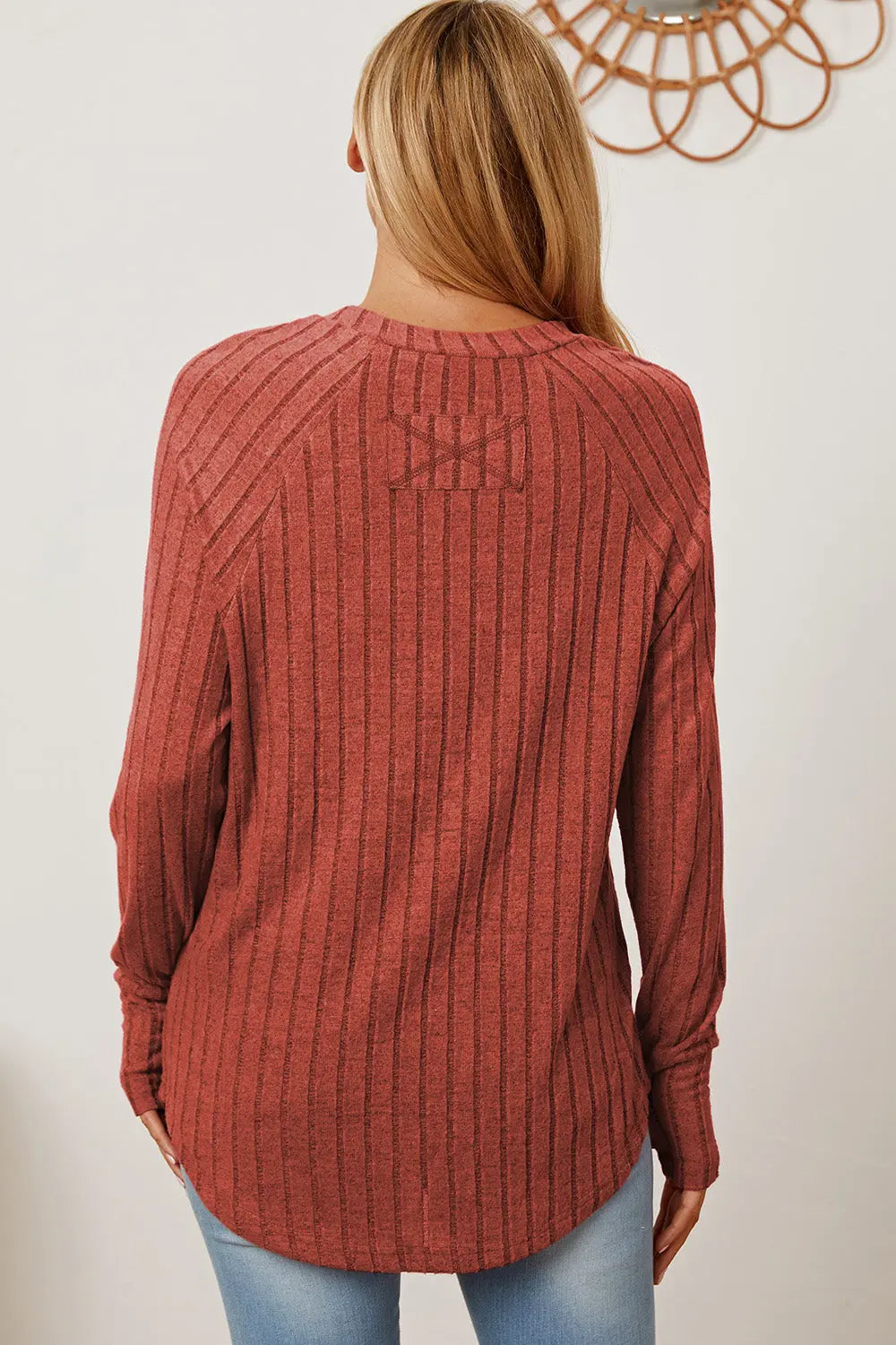Basic Bae Ribbed Thumbhole Long-Sleeve Tee - Whispering Desires Shoppe
