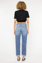 Kancan Mid-Rise Distressed Straight Jeans - Whispering Desires Shoppe