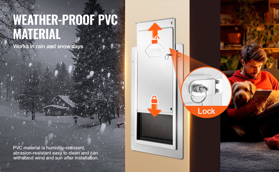 SucceBuy Pet Door Metal Frame with Lock and 3-Flap System Weatherproof Doggy Door Easy to Install in Interior or Exterior Walls Whispering Desires Shoppe