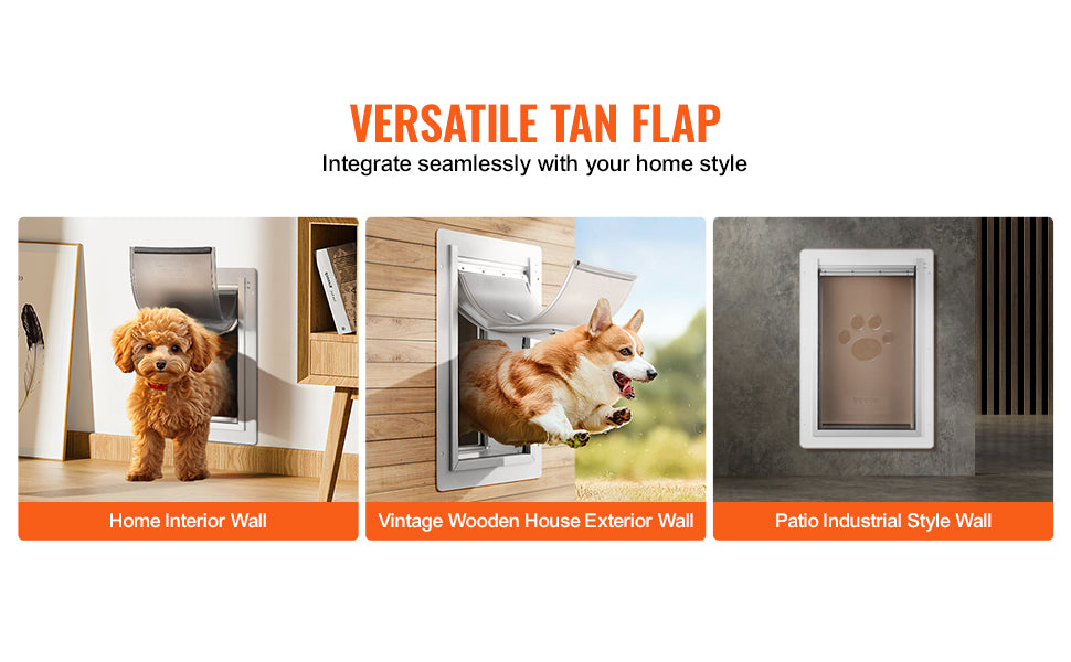SucceBuy Pet Door Metal Frame with Lock and 3-Flap System Weatherproof Doggy Door Easy to Install in Interior or Exterior Walls Whispering Desires Shoppe