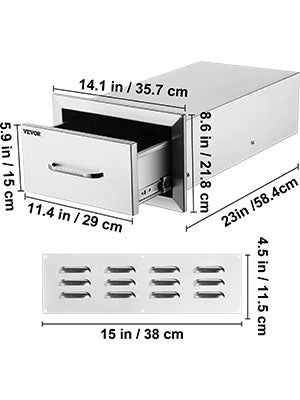 SucceBuy Stainless-Steel Outdoor BBQ Kitchen Drawers