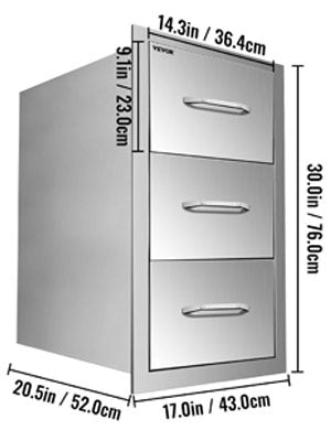 SucceBuy Stainless-Steel Outdoor BBQ Kitchen Drawers