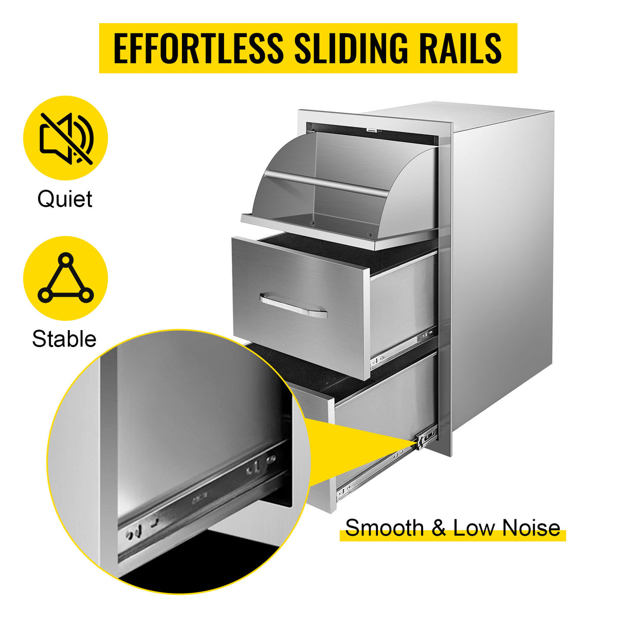 SucceBuy Stainless-Steel Outdoor BBQ Kitchen Drawers